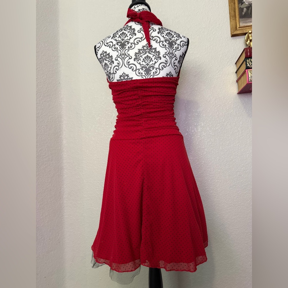 Love Tease Red Mini Dress with Polka Dots - Picture 3 of 4
